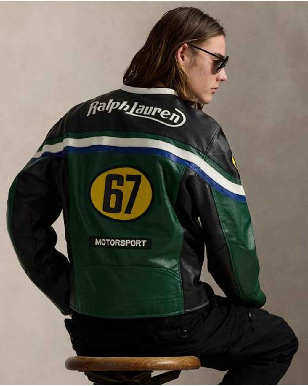 Ralph Lauren Leather Café Racer Jacket in Green for Men