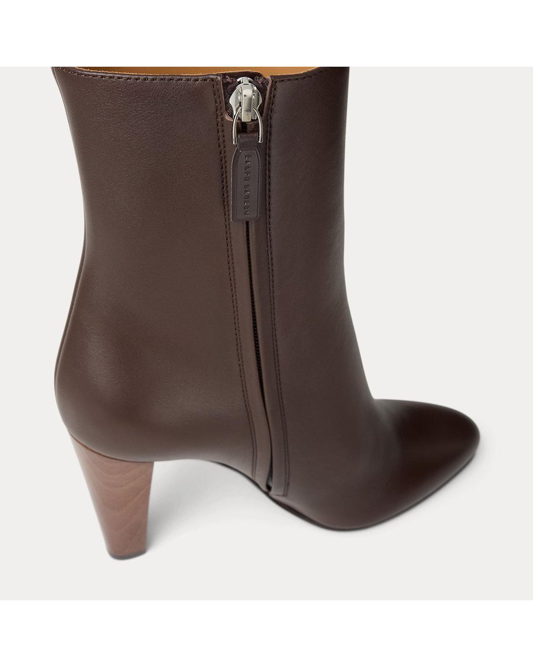 Ralph Lauren Brown Bernice 95 Mm Calfskin Bootie