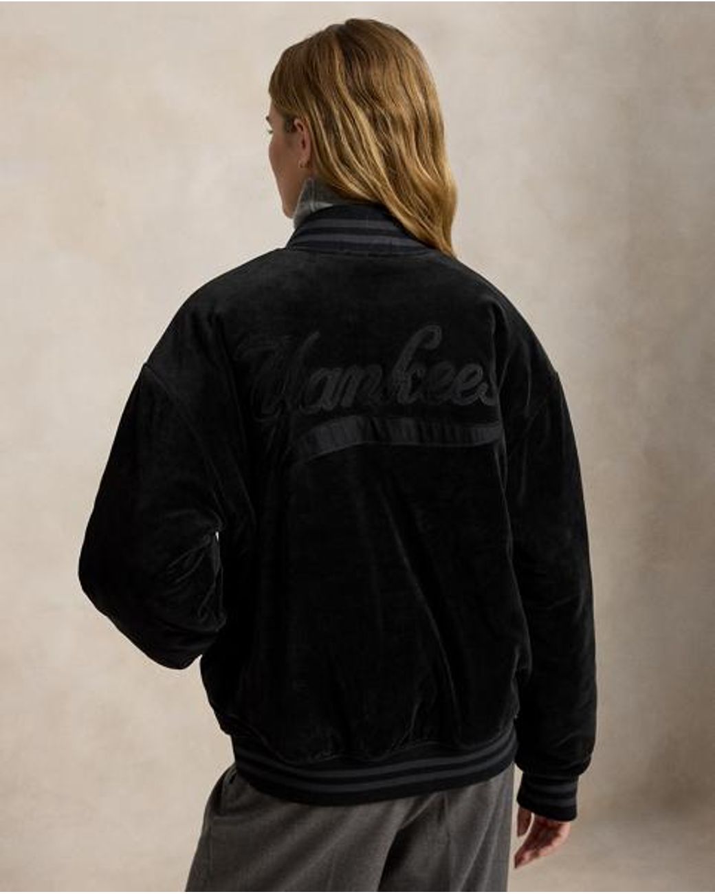 Polo Ralph Lauren Black Polo Ralph Lauren Lauren Yankees Velour Jacket for men