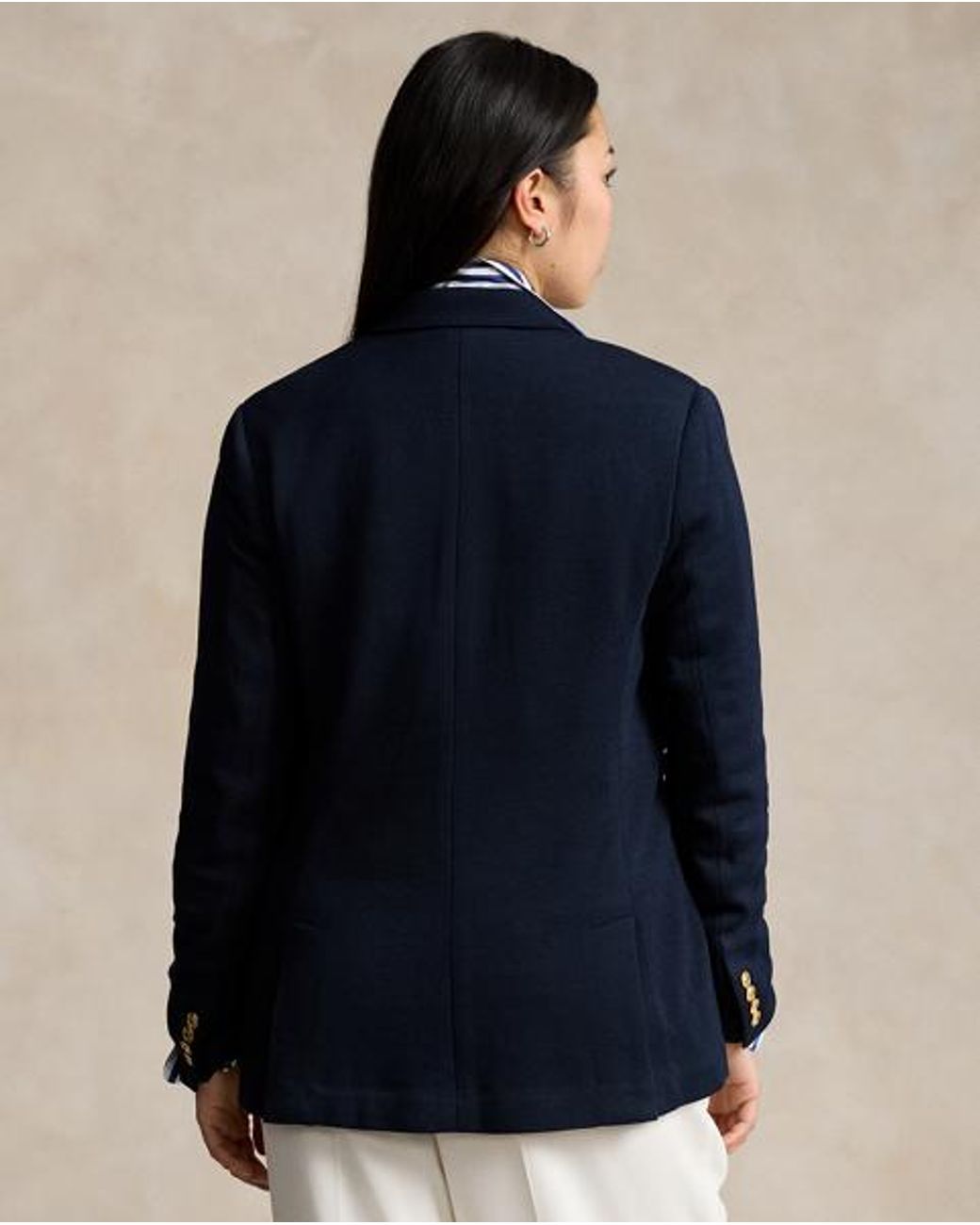 Polo Ralph Lauren Blue Double-Breasted Knit Blazer