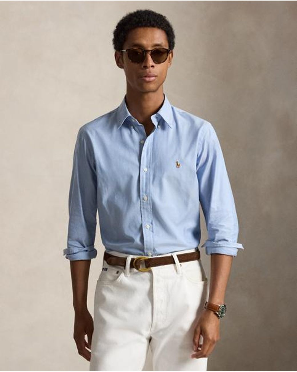 Polo Ralph Lauren Blue Custom Fit Stretch Oxford Shirt for men