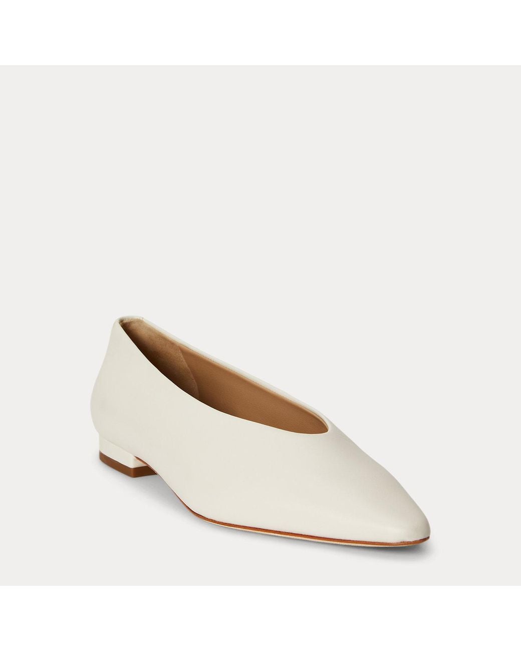 Ralph Lauren Natural Audri Nappa Leather Ballet Flat