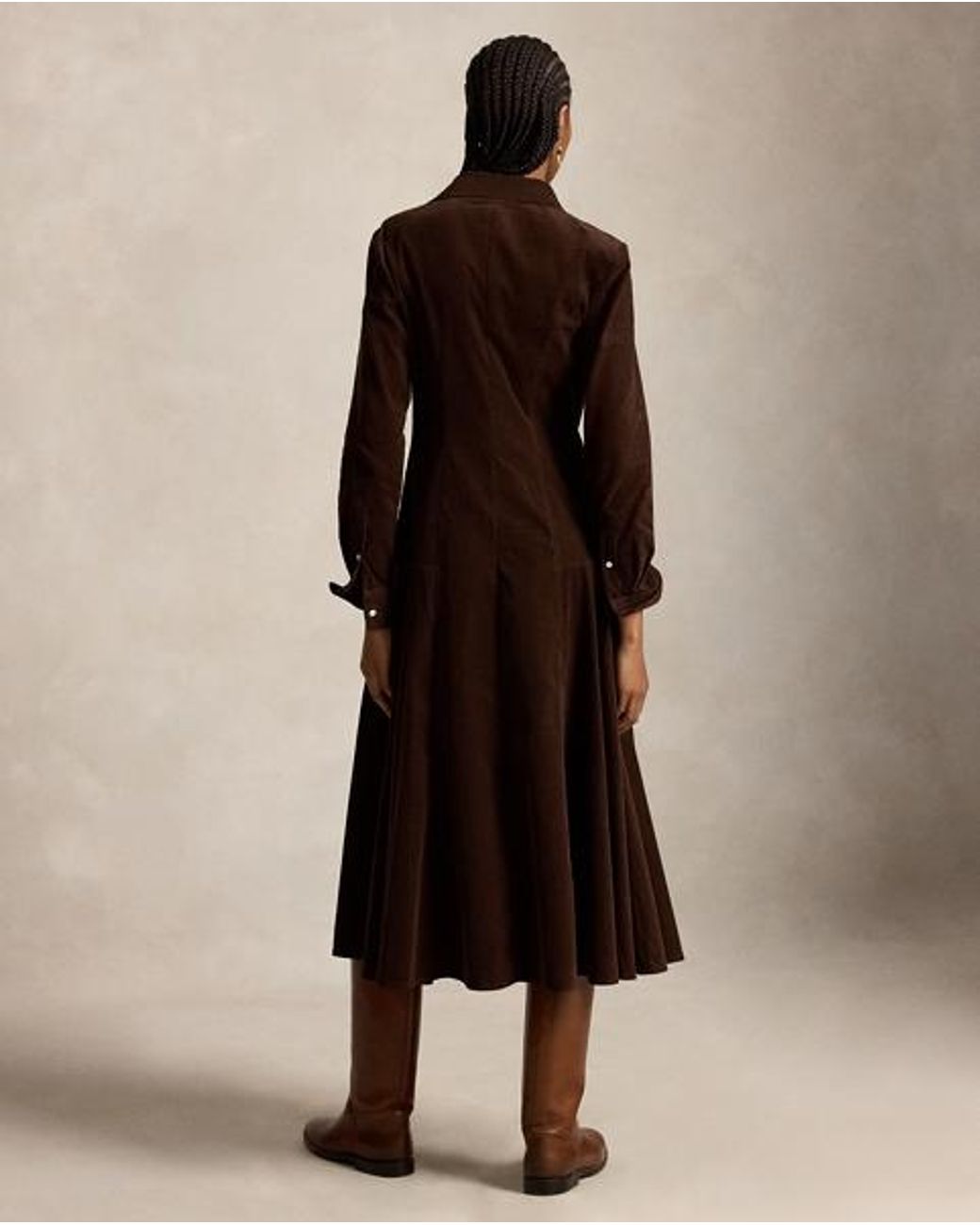 Ralph Lauren Brown Corduroy A-Line Shirtdress