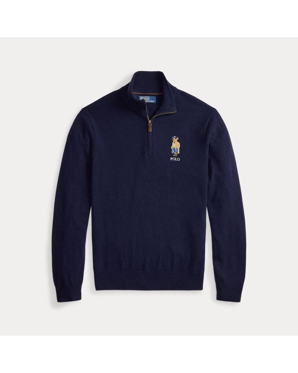 Polo Ralph Lauren Blue Polo Bear Wool Quarter-Zip Jumper for men