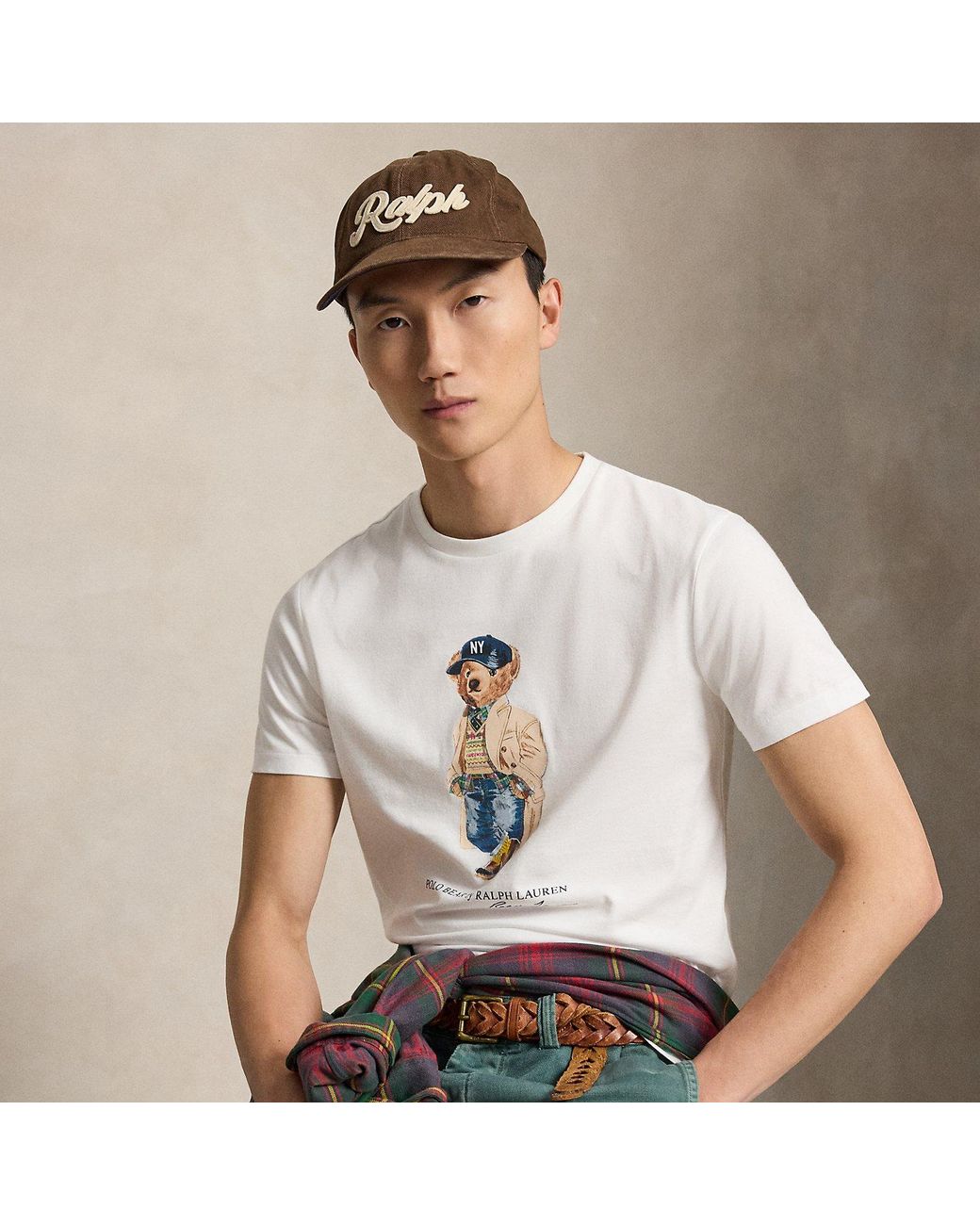 Polo Ralph Lauren White Custom Slim Fit Polo Bear T-Shirt for men