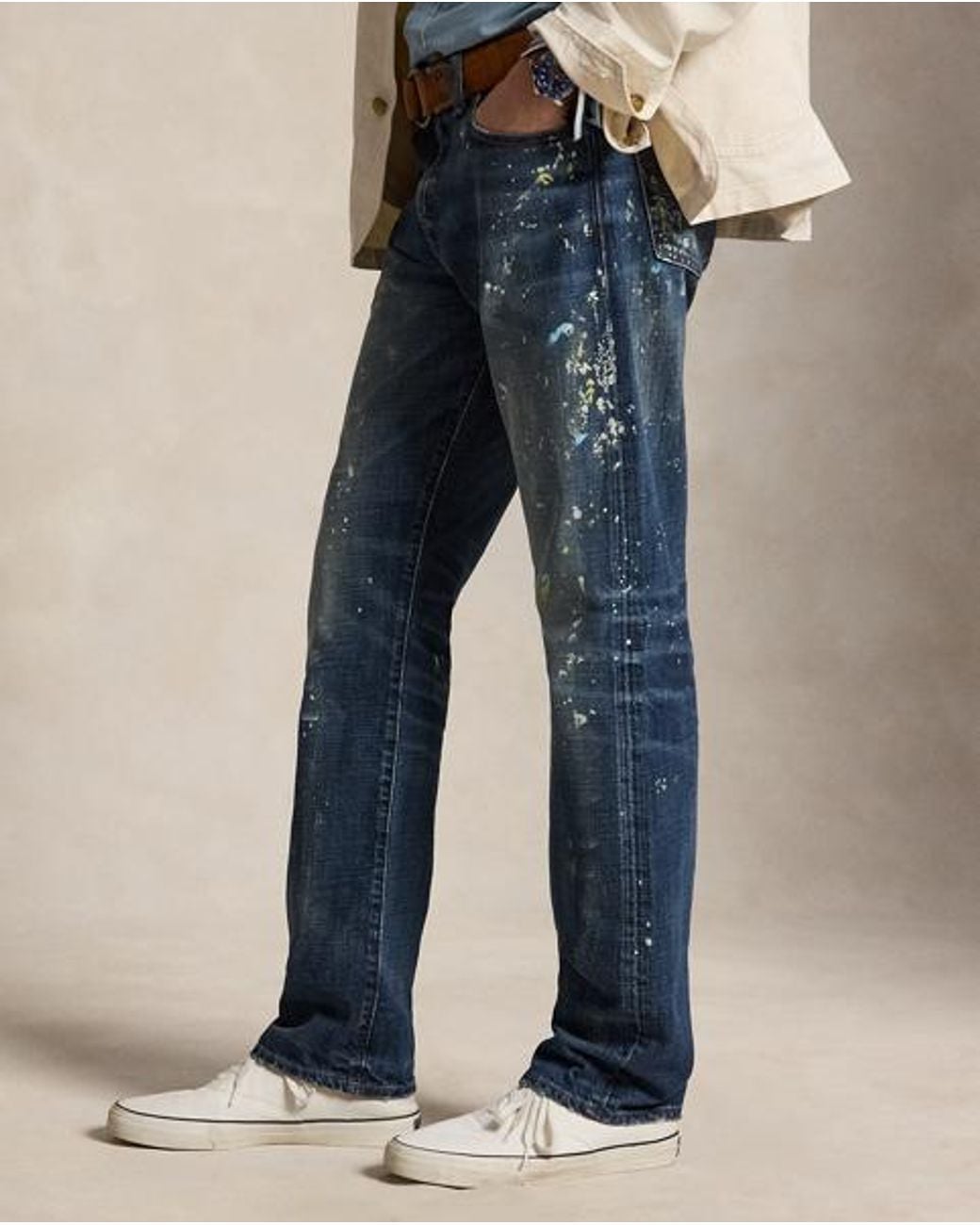Polo Ralph Lauren Blue Hampton Straight Distressed Jeans for men