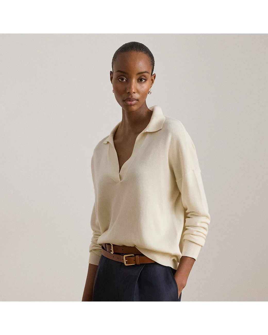 Ralph Lauren Natural Cotton-Modal Polo Jumper