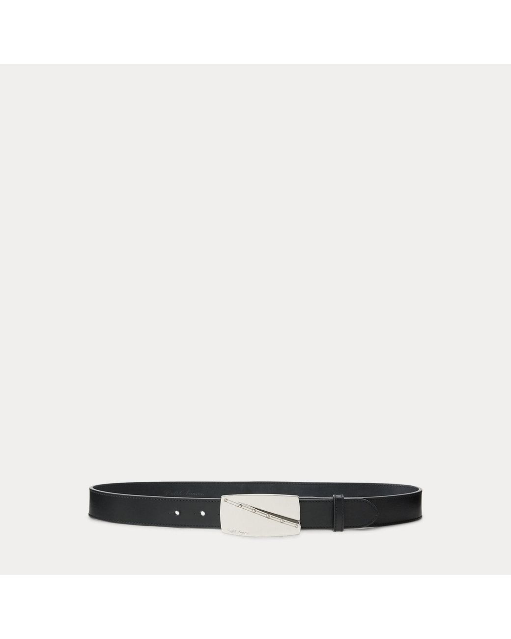 Ralph Lauren Black Abstract-Plaque-Buckle Leather Belt