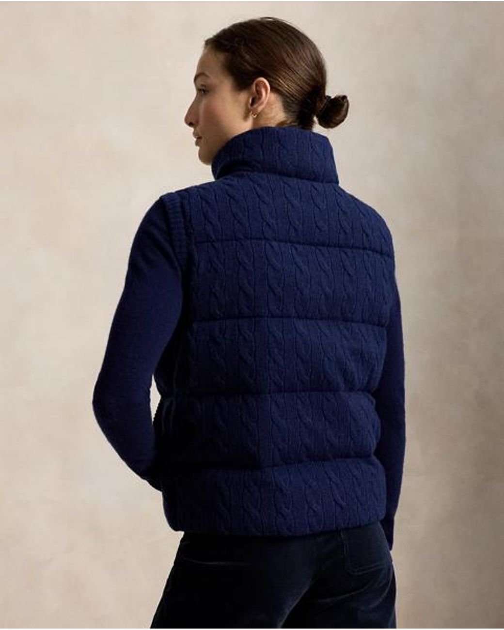 Polo Ralph Lauren Blue Cable-Knit Wool-Cashmere Zip Gilet