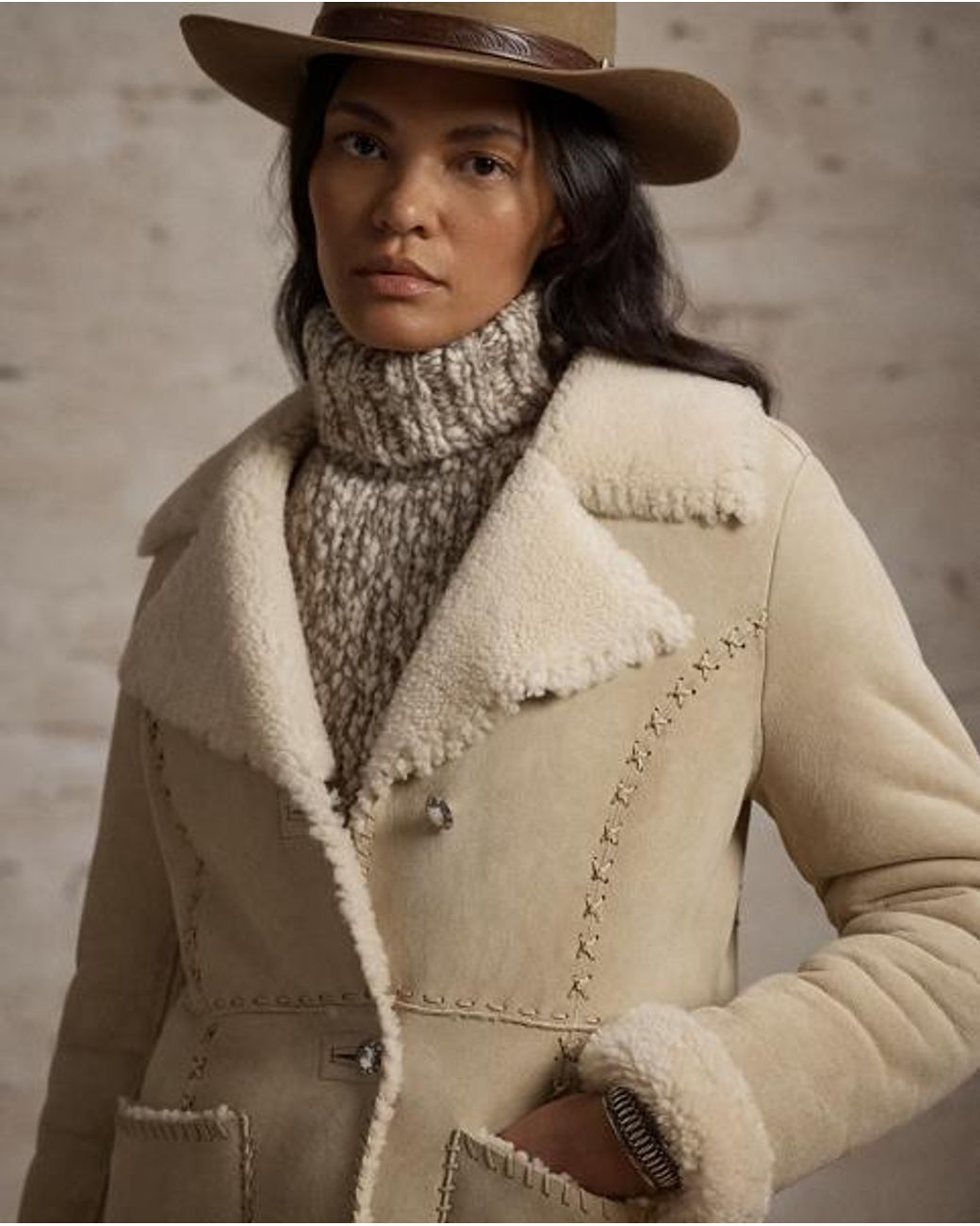 RRL Metallic Shearling Coat