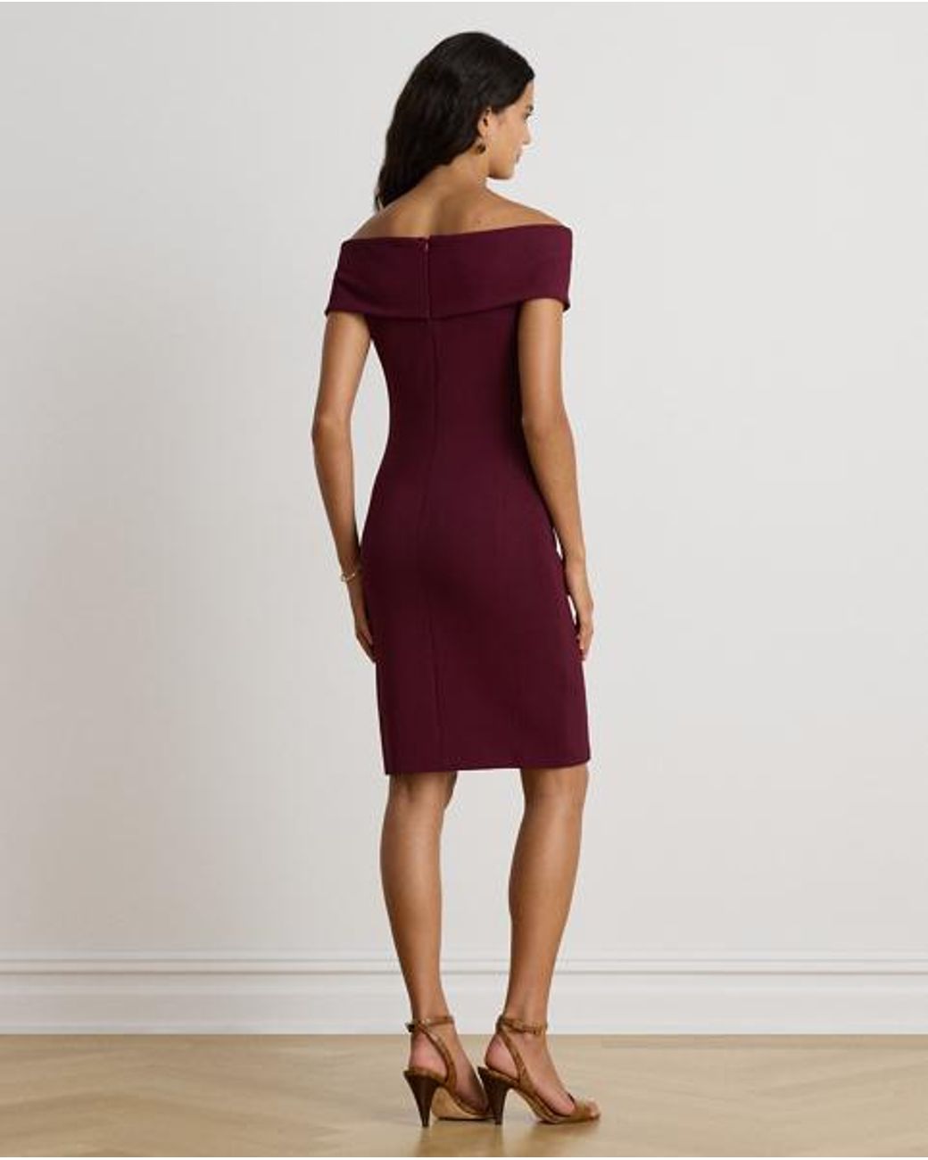 Ralph Lauren Red Faille Off-The-Shoulder Cocktail Dress
