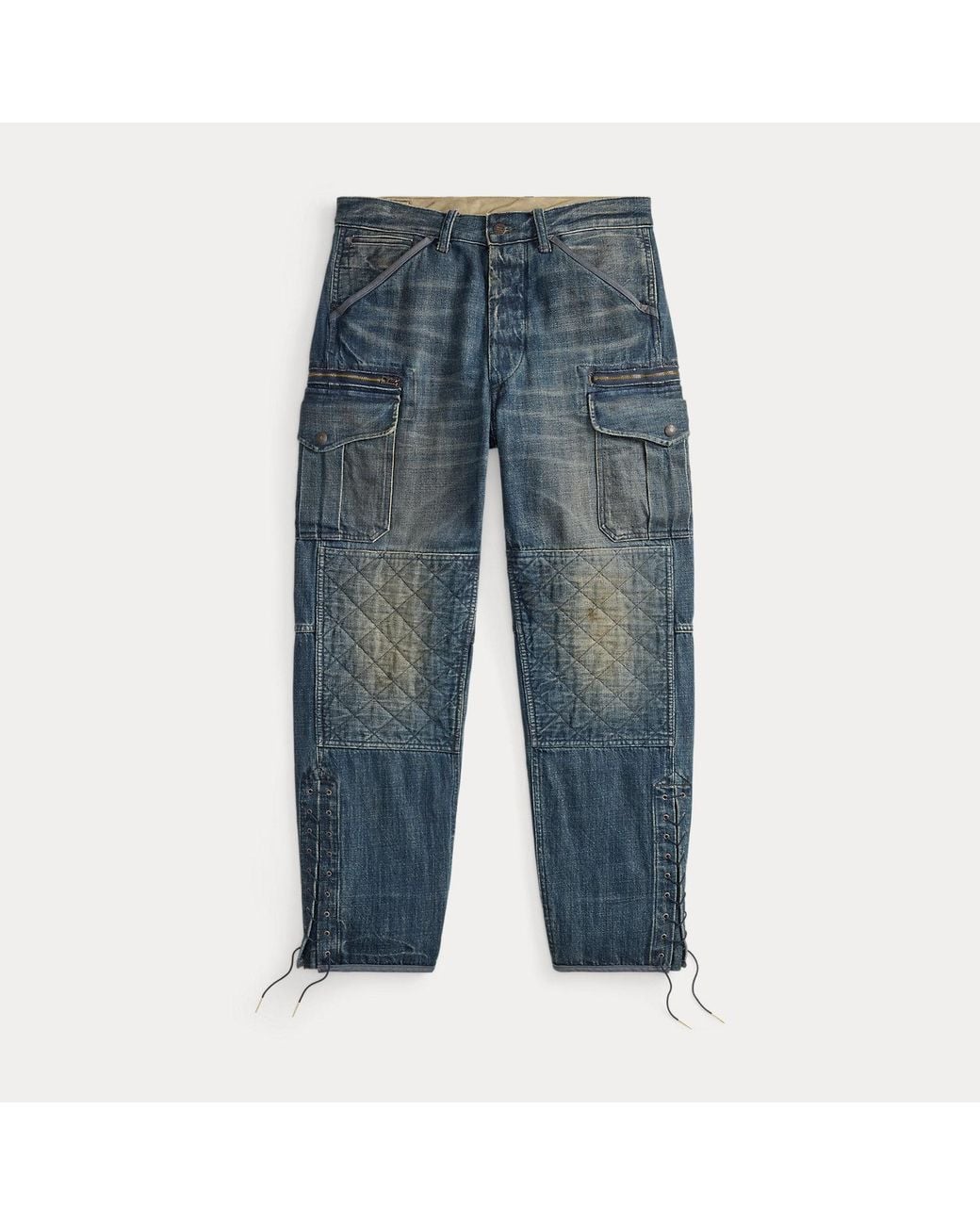 RRL Gray Quilted Denim Cargo Trouser for men
