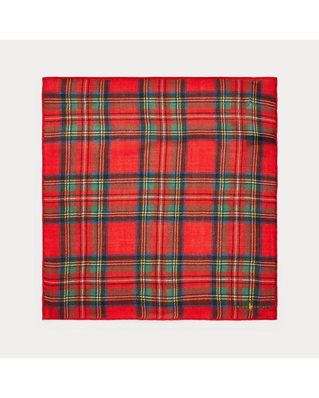 Polo Ralph Lauren Red Plaid Wool Pocket Square for men