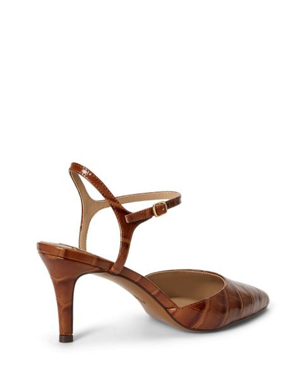 Ralph Lauren Brown Lilah Croc-Embossed Two-Piece Pump