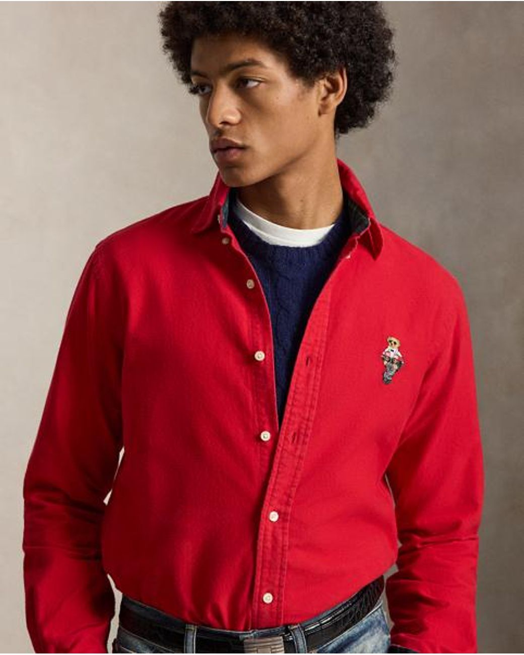 Polo Ralph Lauren Red Custom Fit Polo Bear Oxford Shirt for men