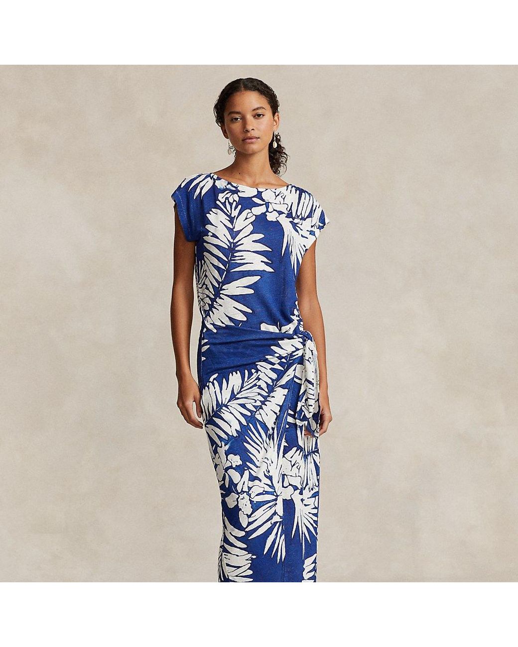 Ralph Lauren Floral-print Linen Maxi Dress in Blue | Lyst Ralph Lauren Floral-print Linen Maxi Dress in Blue | Lyst