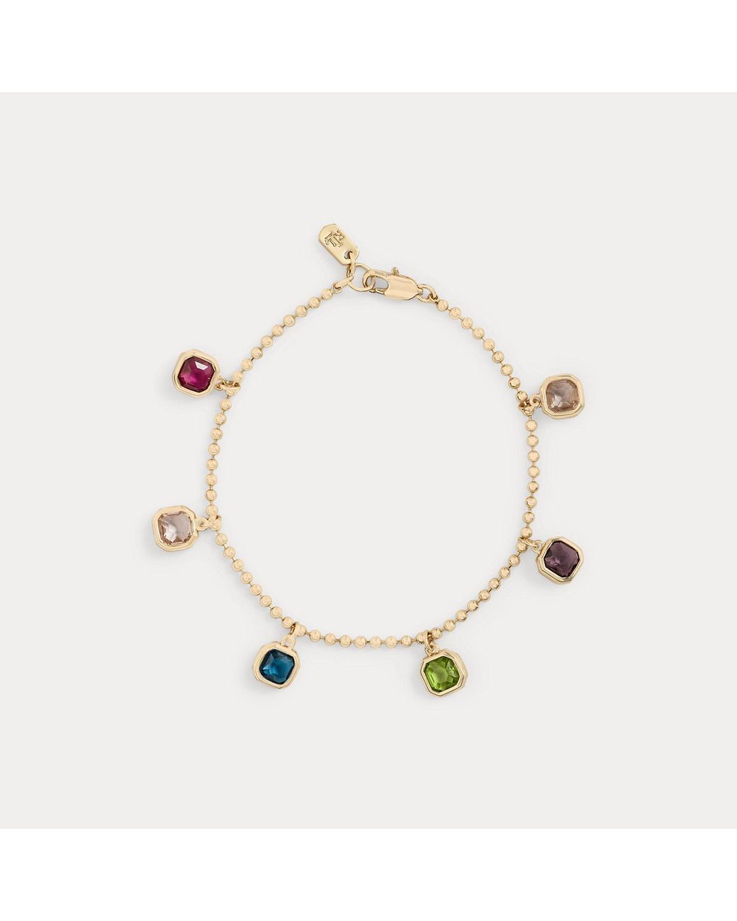 Ralph Lauren Natural Plated Bezel Stone Station Bracelet