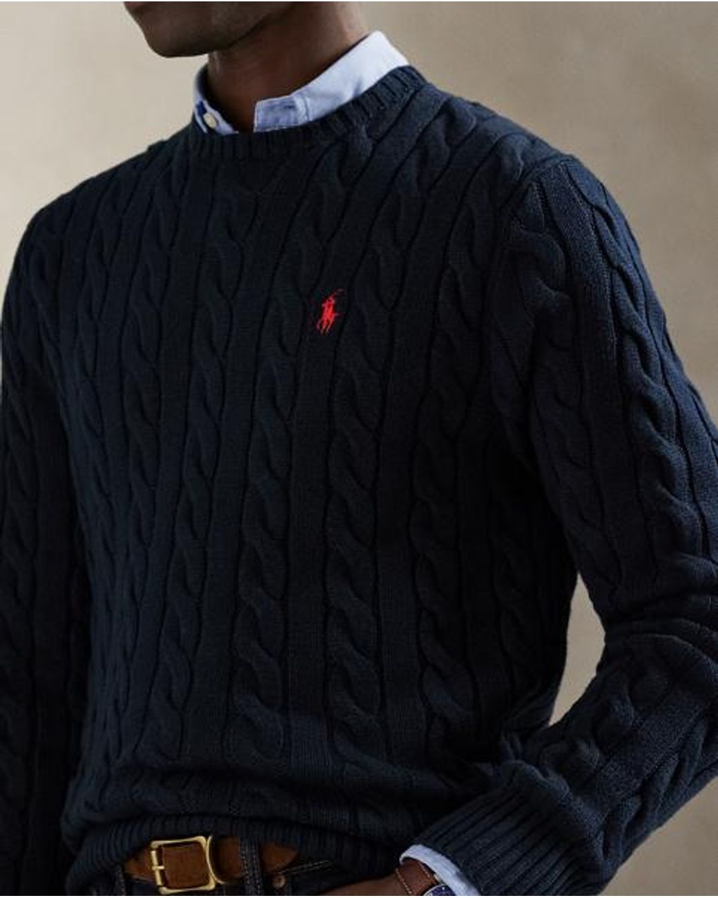 Polo Ralph Lauren Blue Cable-Knit Cotton Sweater for men