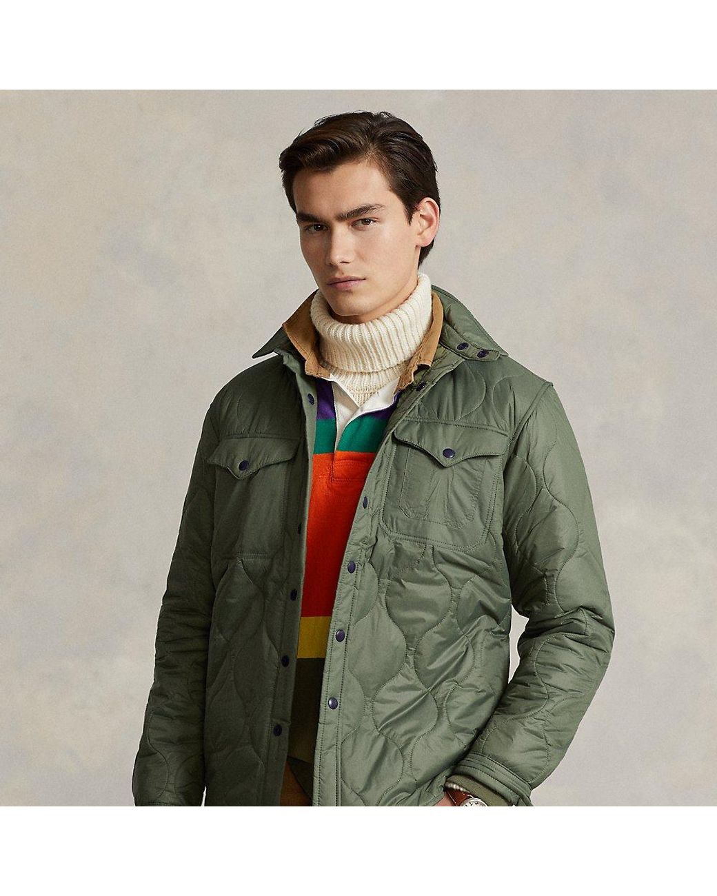 Ralph Lauren Quilted Shirt Jacket in Green for Men | Lyst
