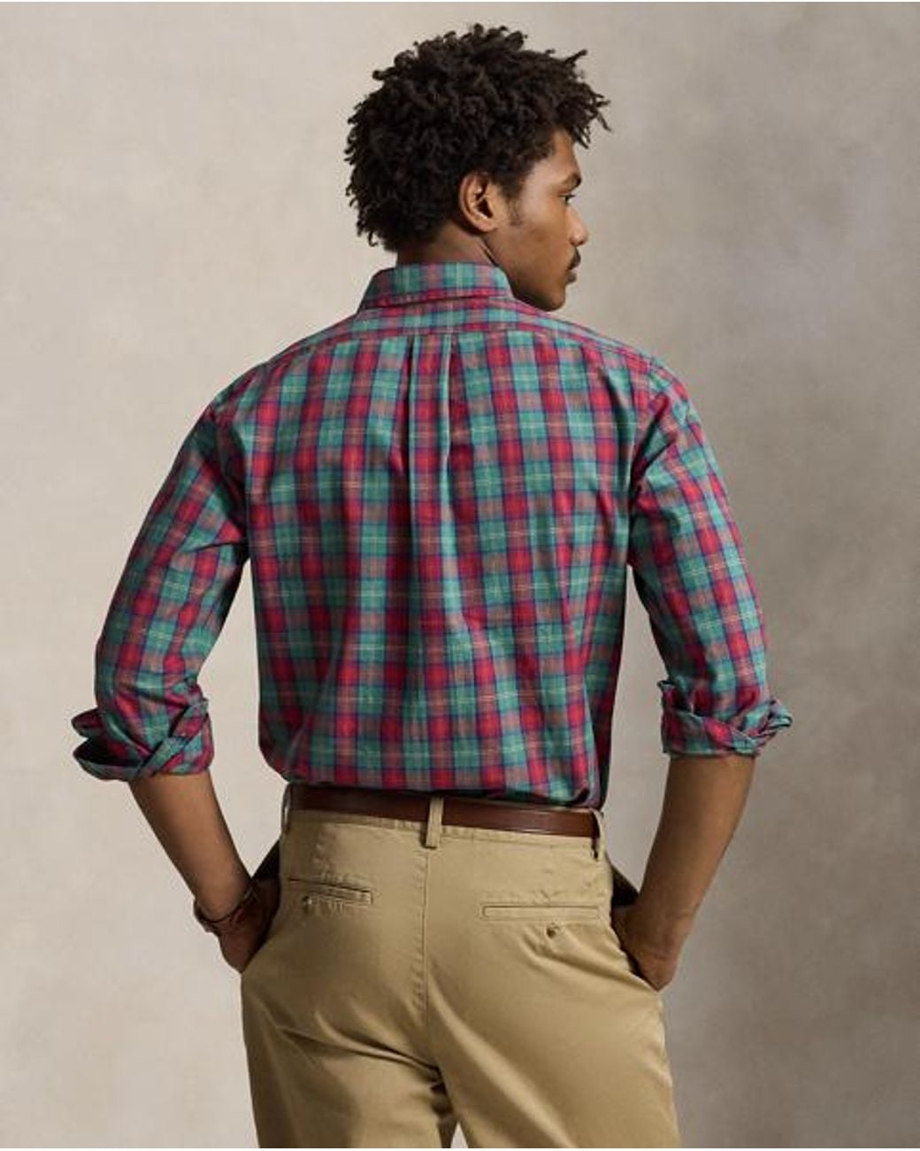 Polo Ralph Lauren Blue Custom Fit Plaid Oxford Shirt for men