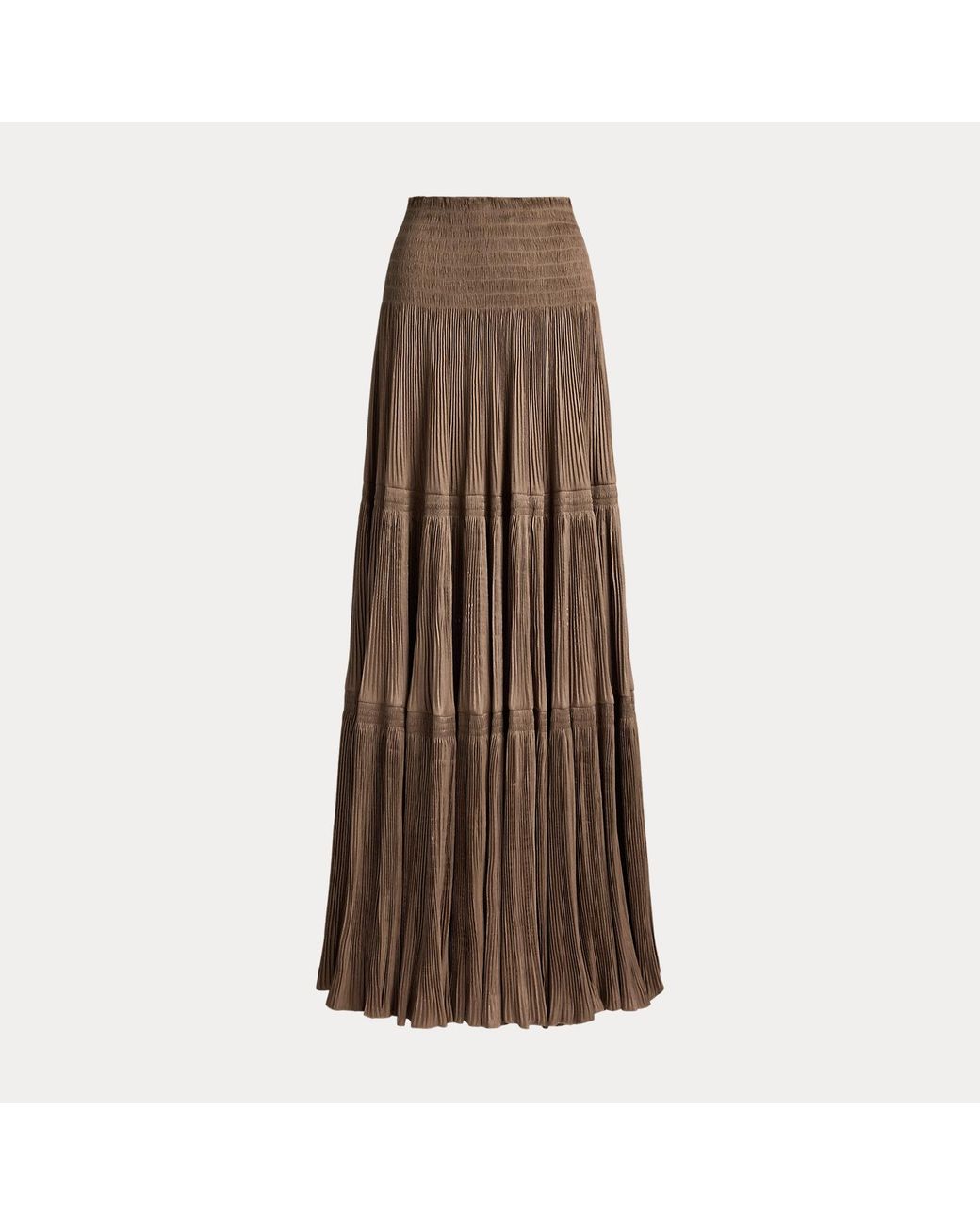 Ralph Lauren Green Adeena Pleated Lamé Maxiskirt