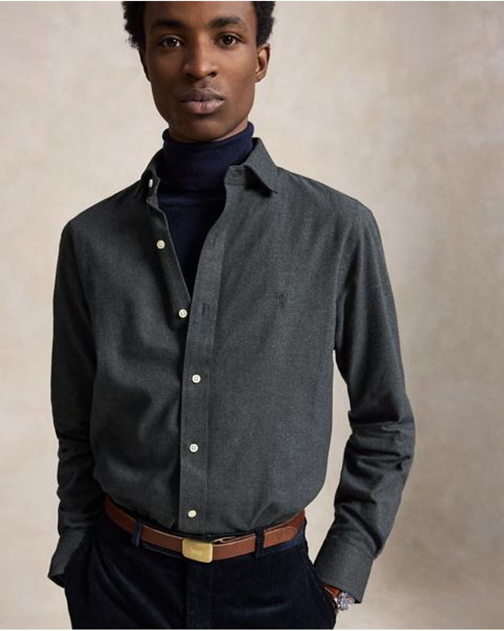 Polo Ralph Lauren Black Custom Fit Performance Twill Shirt for men
