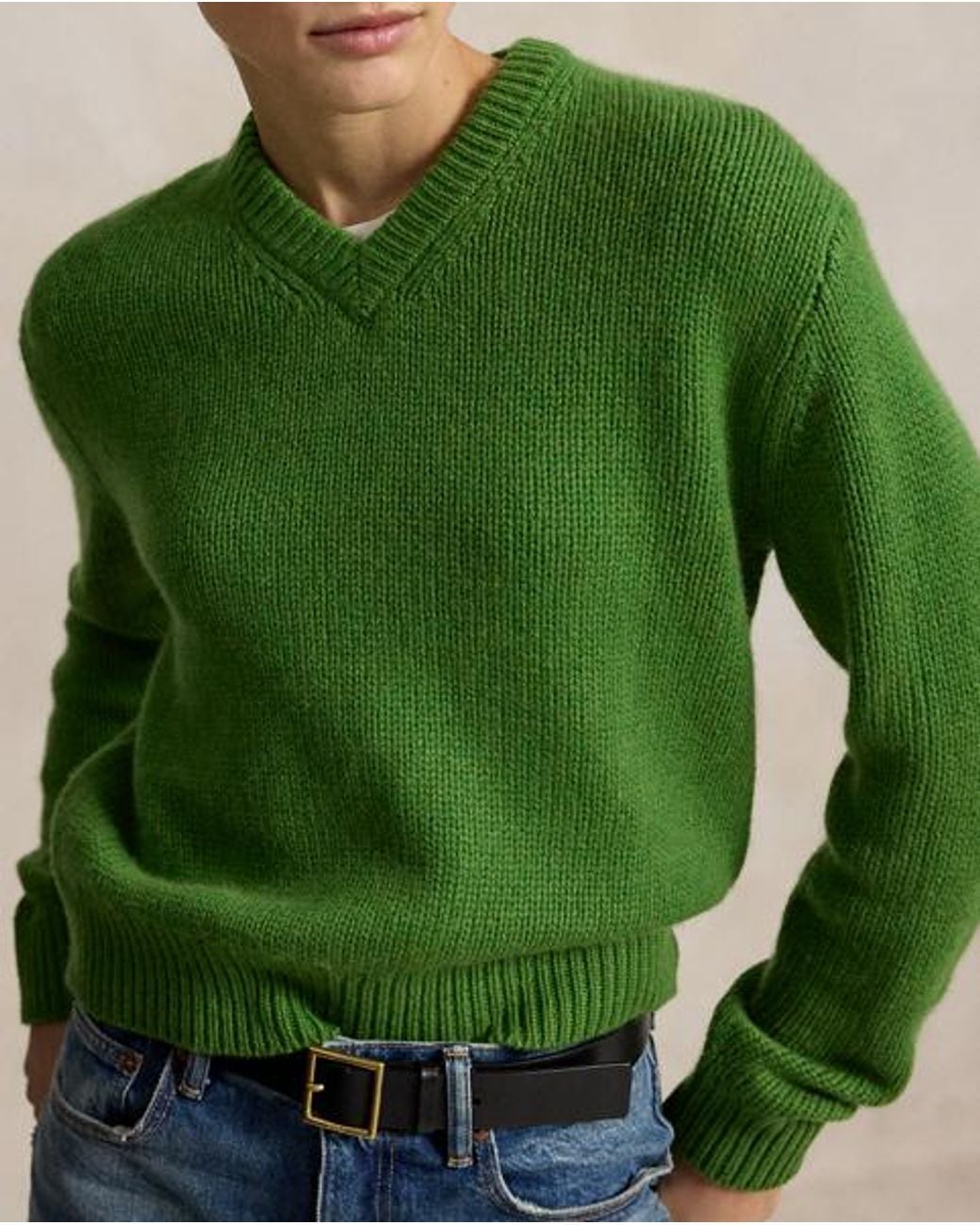 Polo Ralph Lauren Green Cashmere V-Neck Sweater