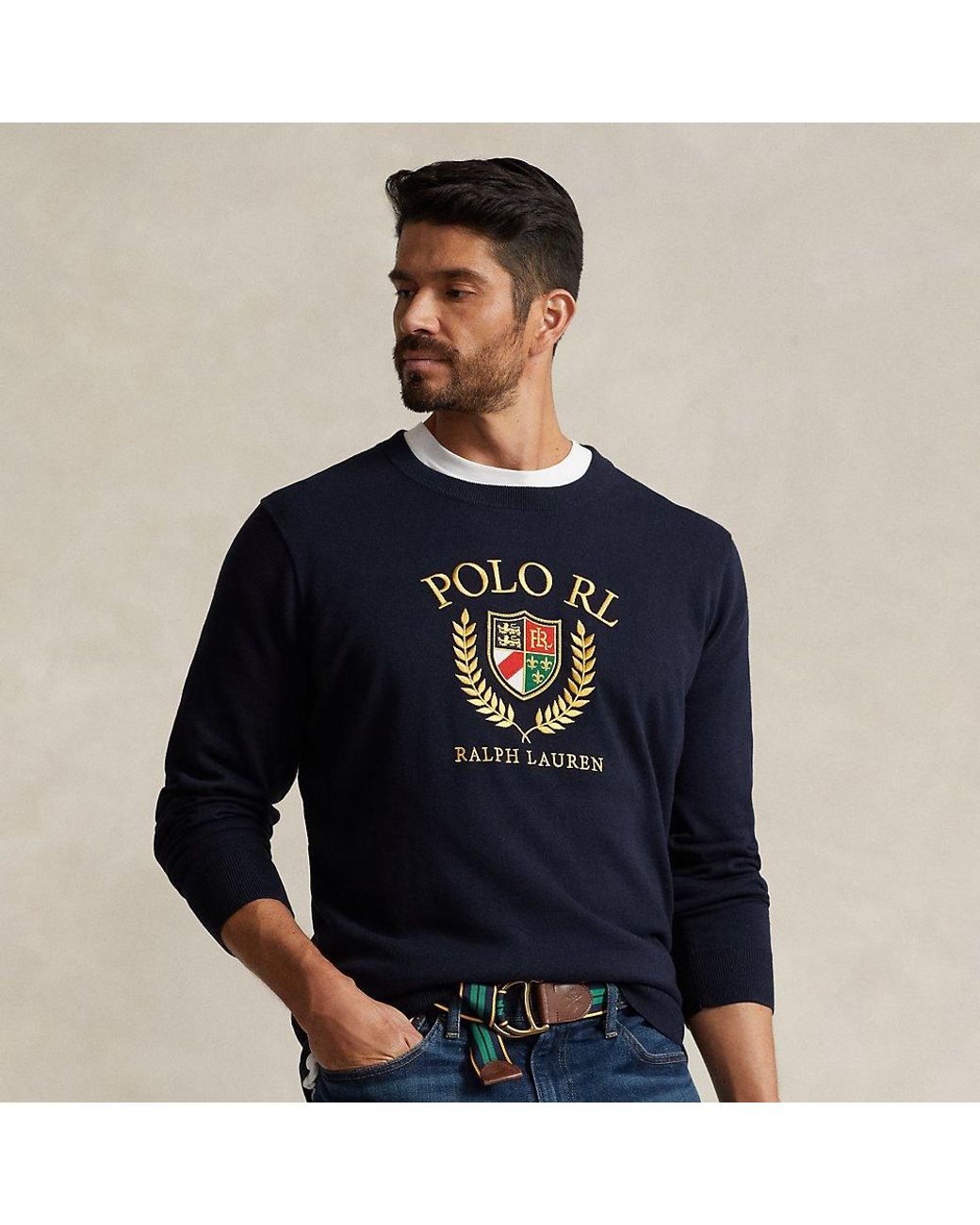 Polo Ralph Lauren Ralph Lauren Logo Crest Cotton Sweater in Blue for Men |  Lyst