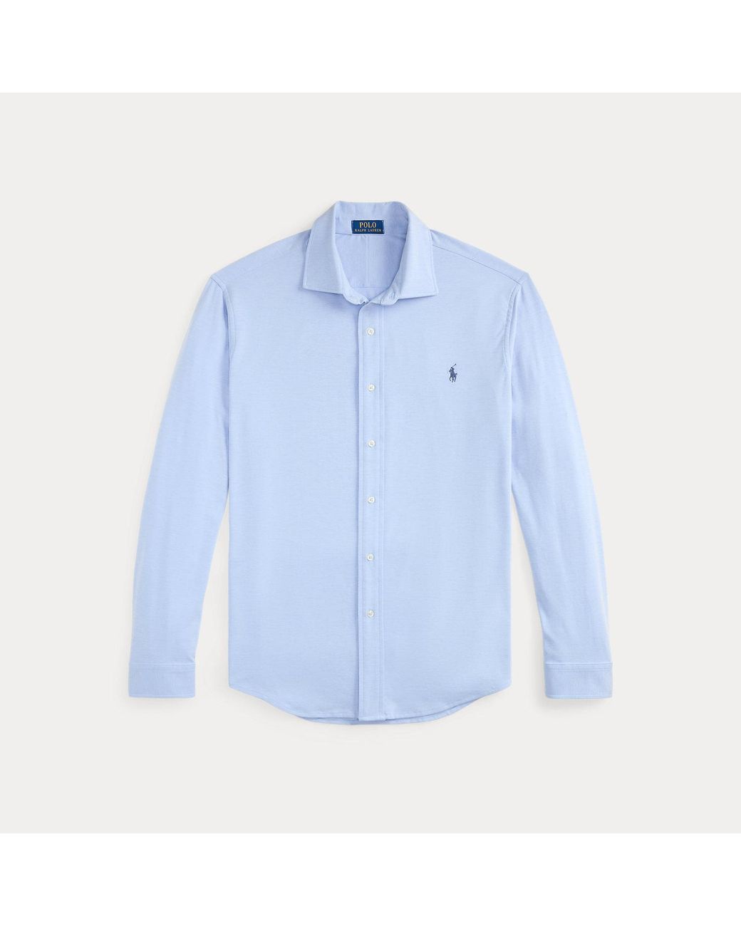 Ralph Lauren Blue Stretch Knit Oxford Shirt for men