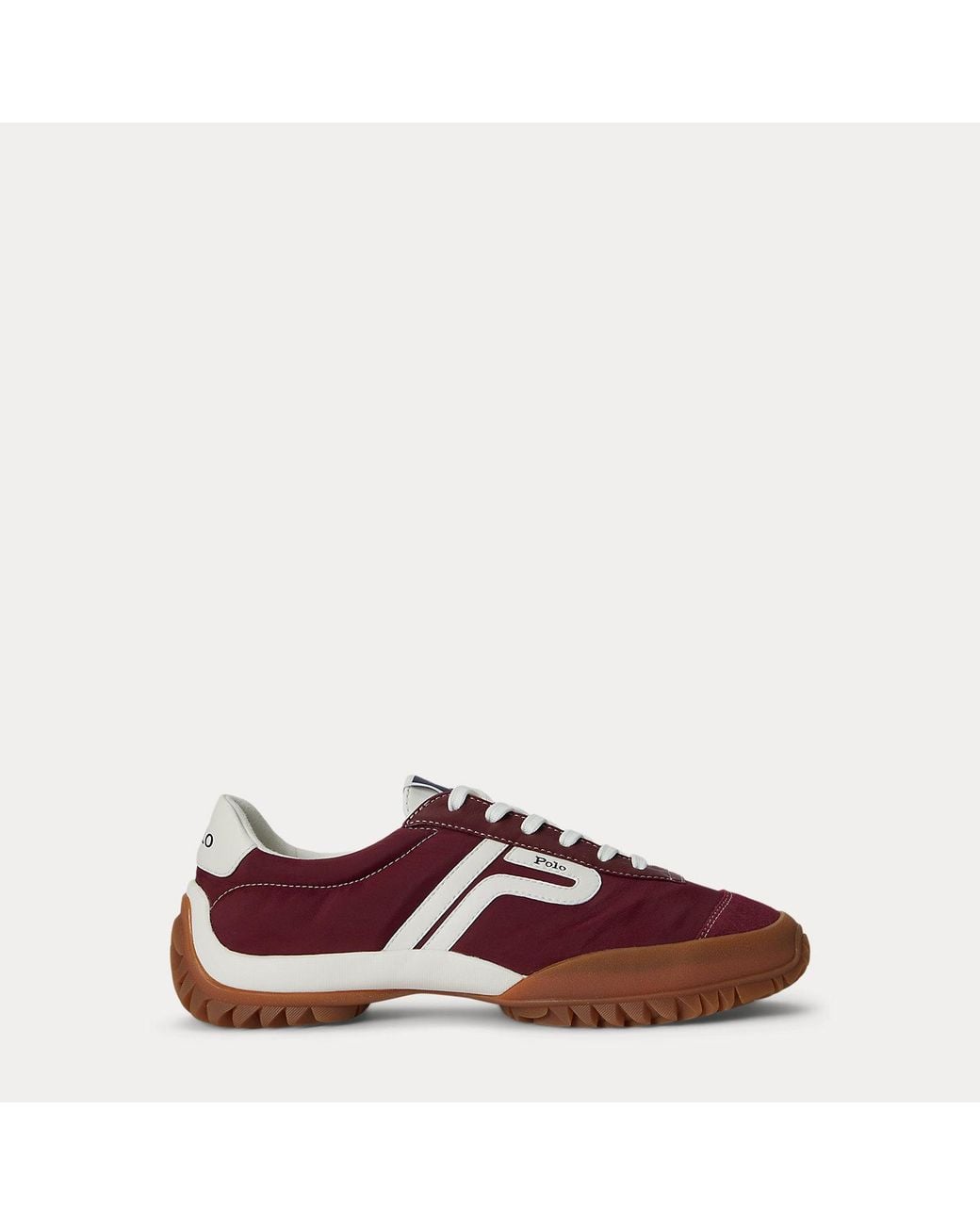Polo Ralph Lauren Red Nylon-Leather Treaded Low-Top Trainer