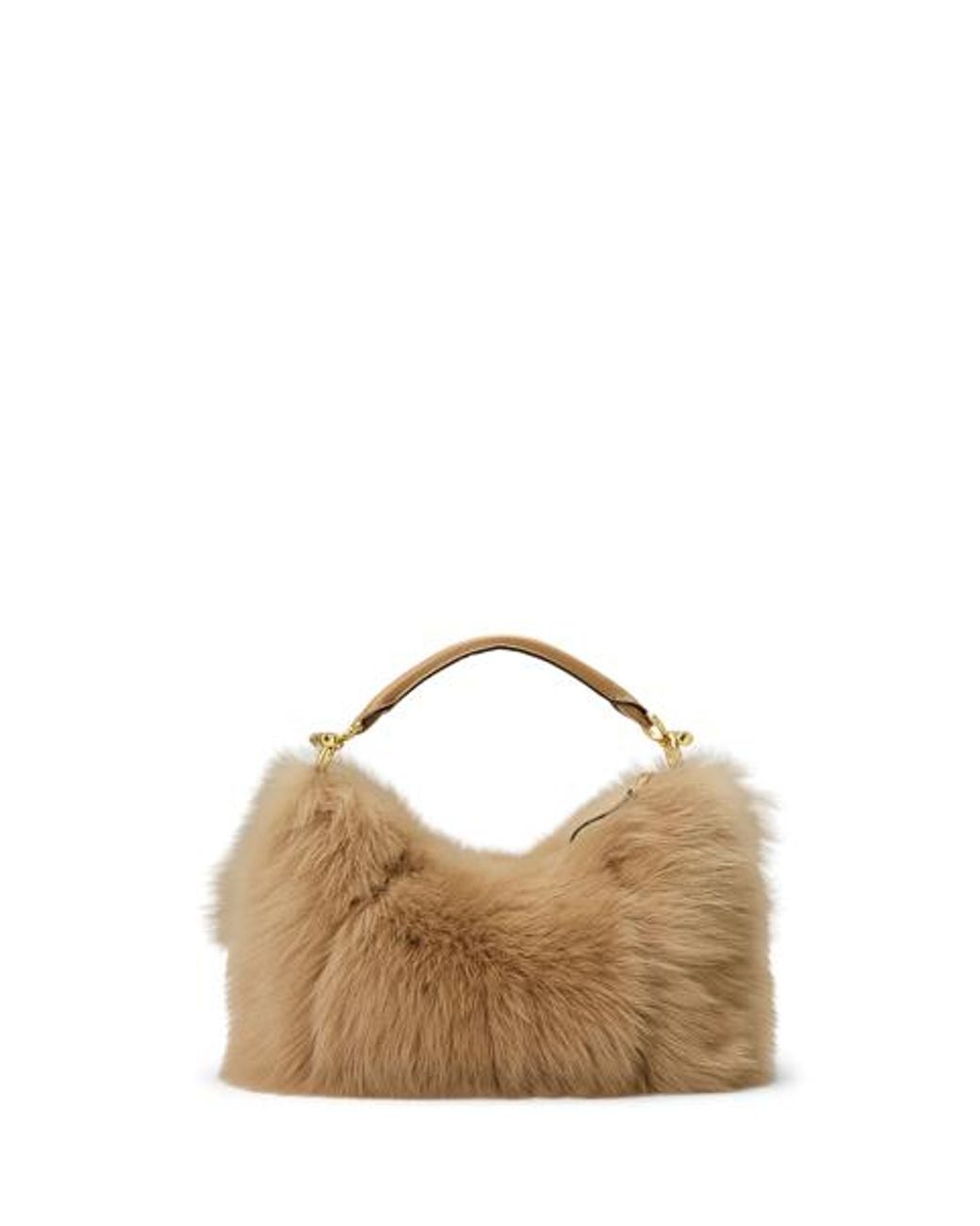 Ralph Lauren Brown Shearling Small Blaike Shoulder Bag