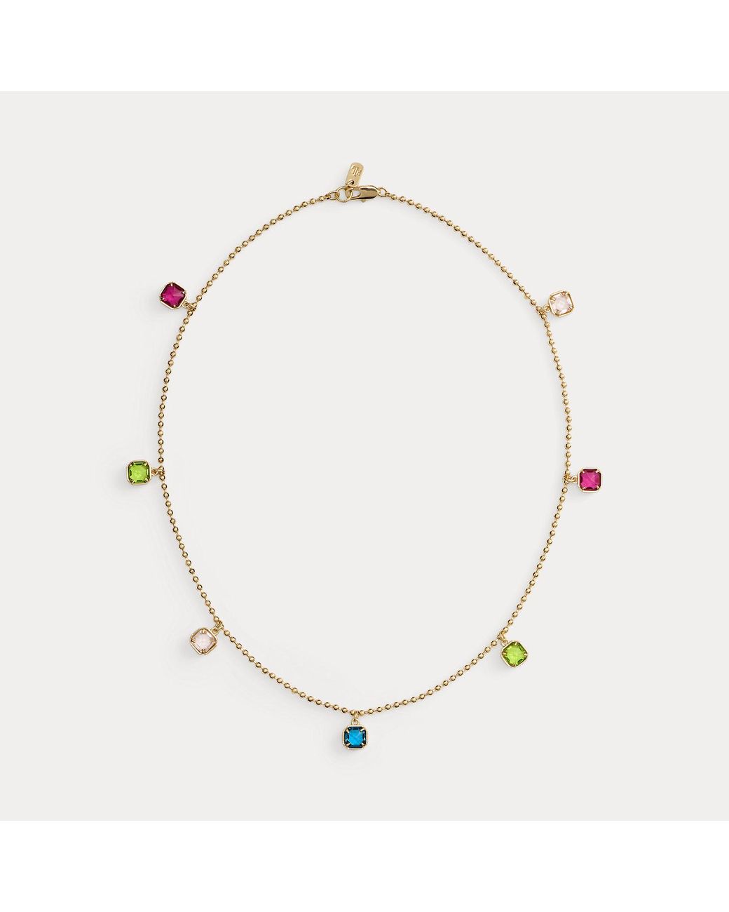 Ralph Lauren Natural Plated Bezel Stone Station Necklace