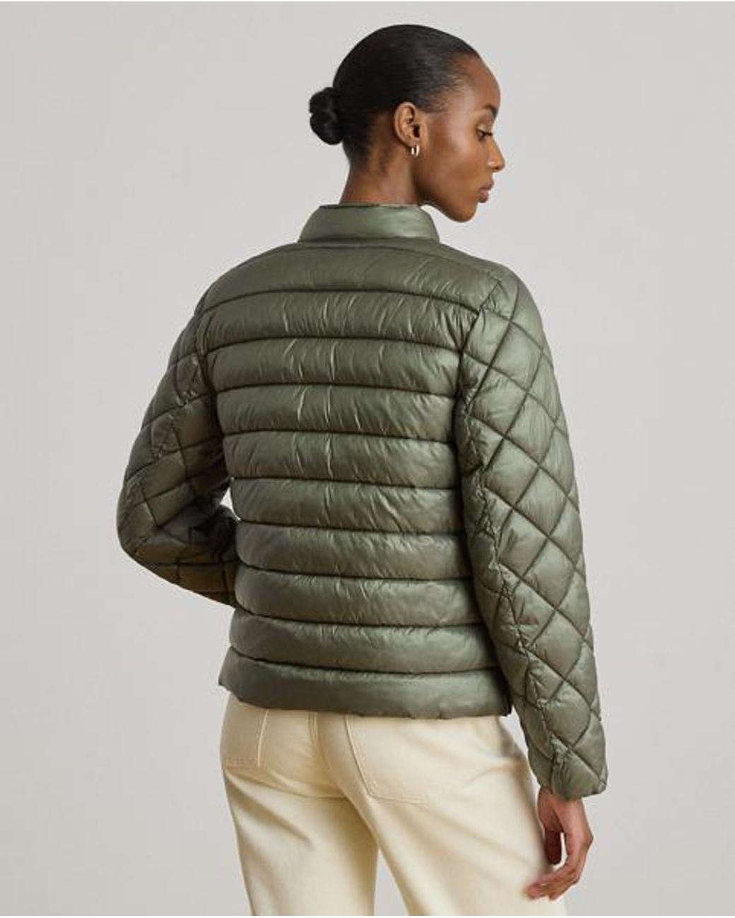 Ralph Lauren Green Quilted Mockneck Puffer Jacket