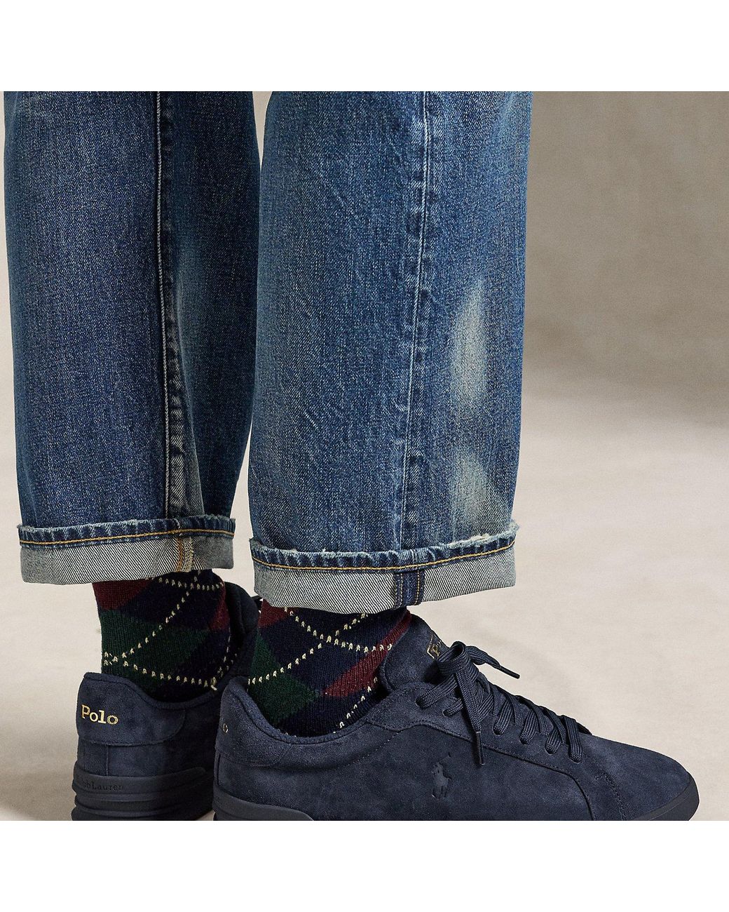 Polo Ralph Lauren Blue Heritage Court Ii Logo-debossed Suede Sneakers for men
