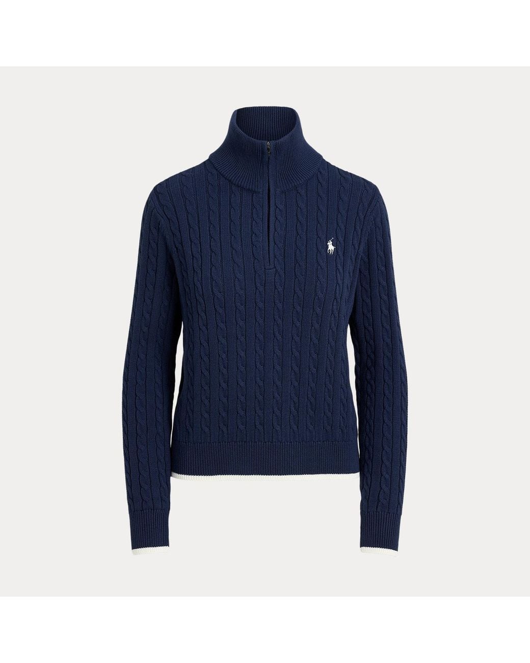 Ralph Lauren Blue Cable-Knit Quarter-Zip Jumper