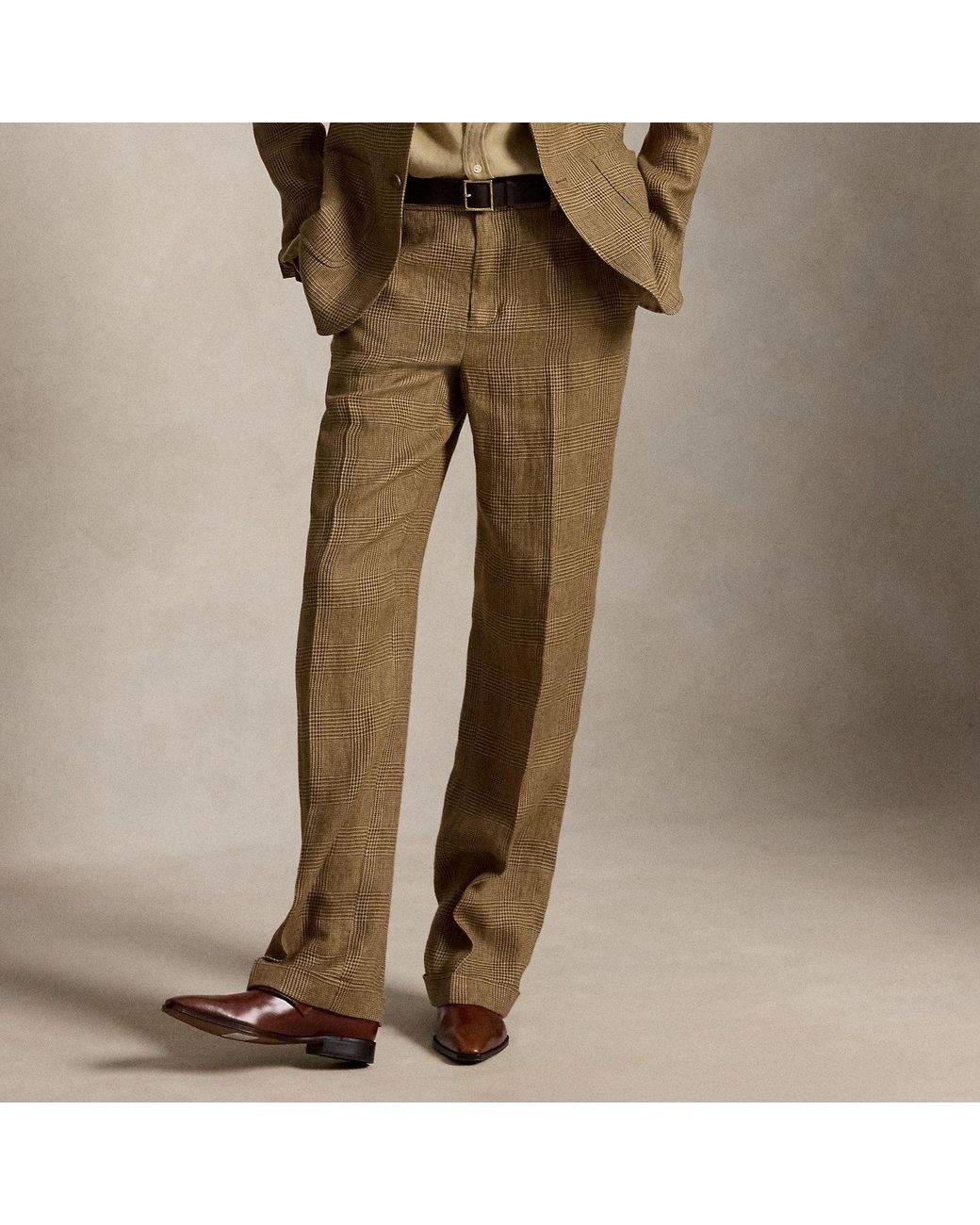 Ralph Lauren Natural Linen Tweed Relaxed Straight Trouser