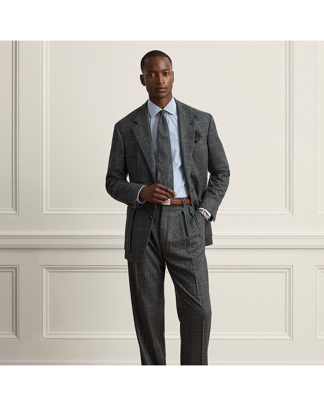 Ralph Lauren Black Glenn Hand-Tailored Tick-Weave Trouser for men