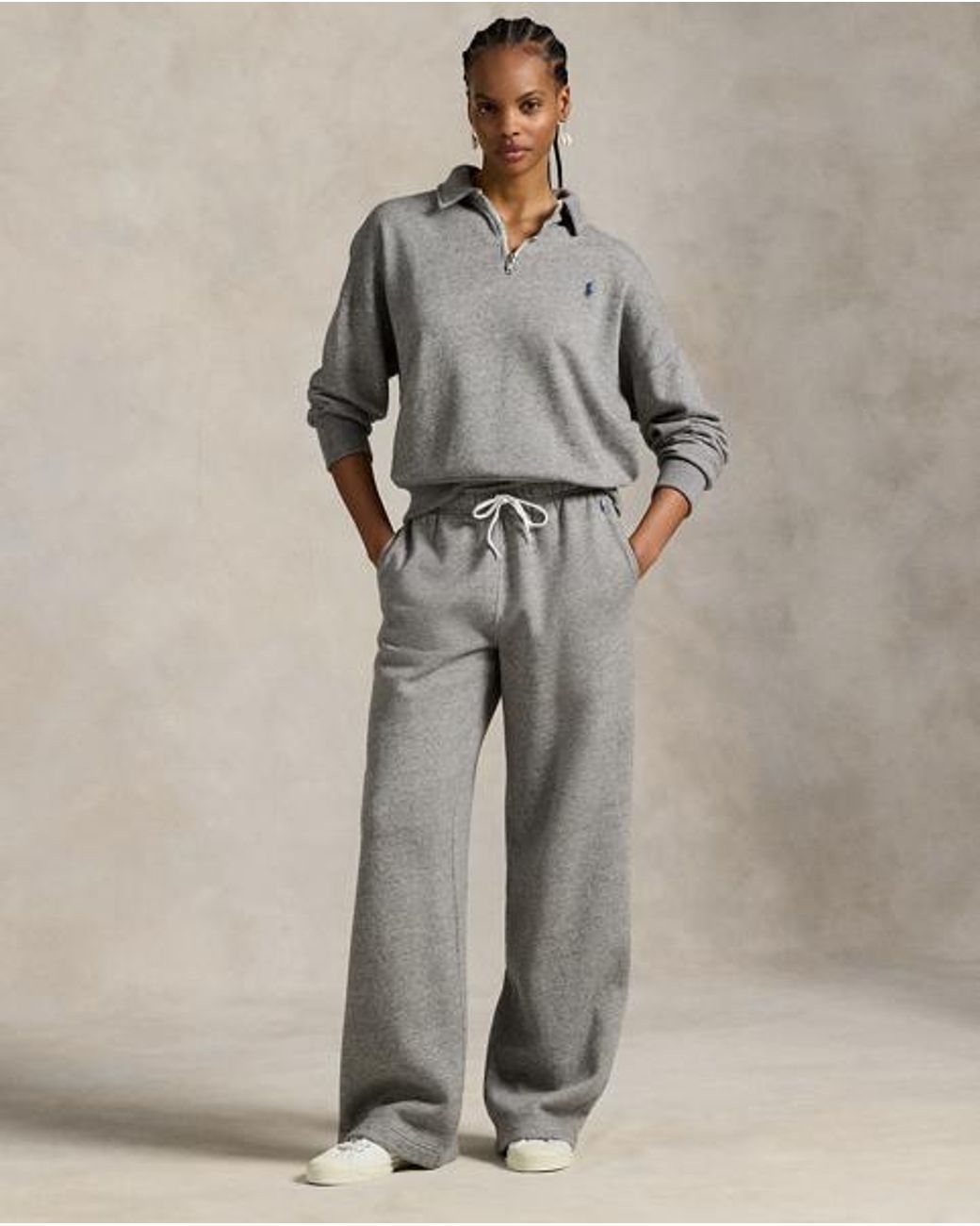 Polo Ralph Lauren Gray Drawstring Wide-Leg Tracksuit Bottoms