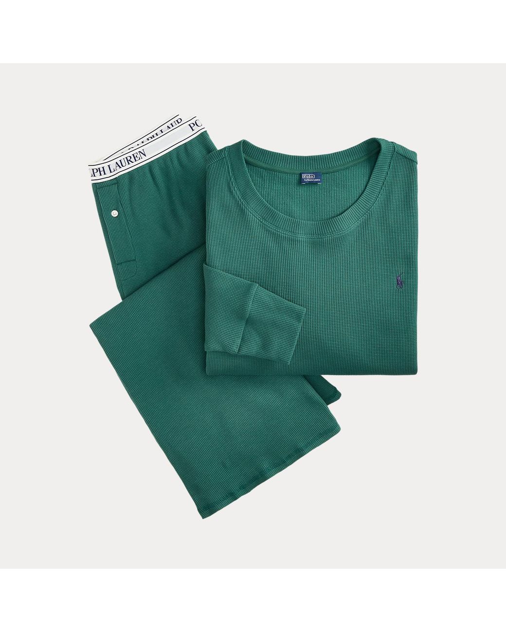 Polo Ralph Lauren Green Waffle-Knit Long-Sleeve Pyjama Set