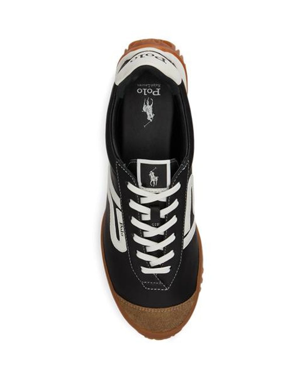 Polo Ralph Lauren Black Treaded Leather Low-Top Trainer