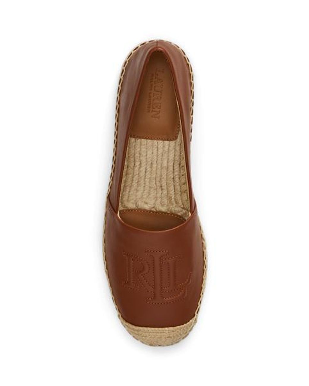 Ralph Lauren Brown Cameryn Nappa Leather Espadrille