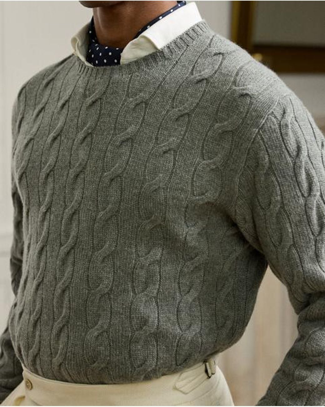 Ralph Lauren Green Cable-Knit Cashmere Jumper for men