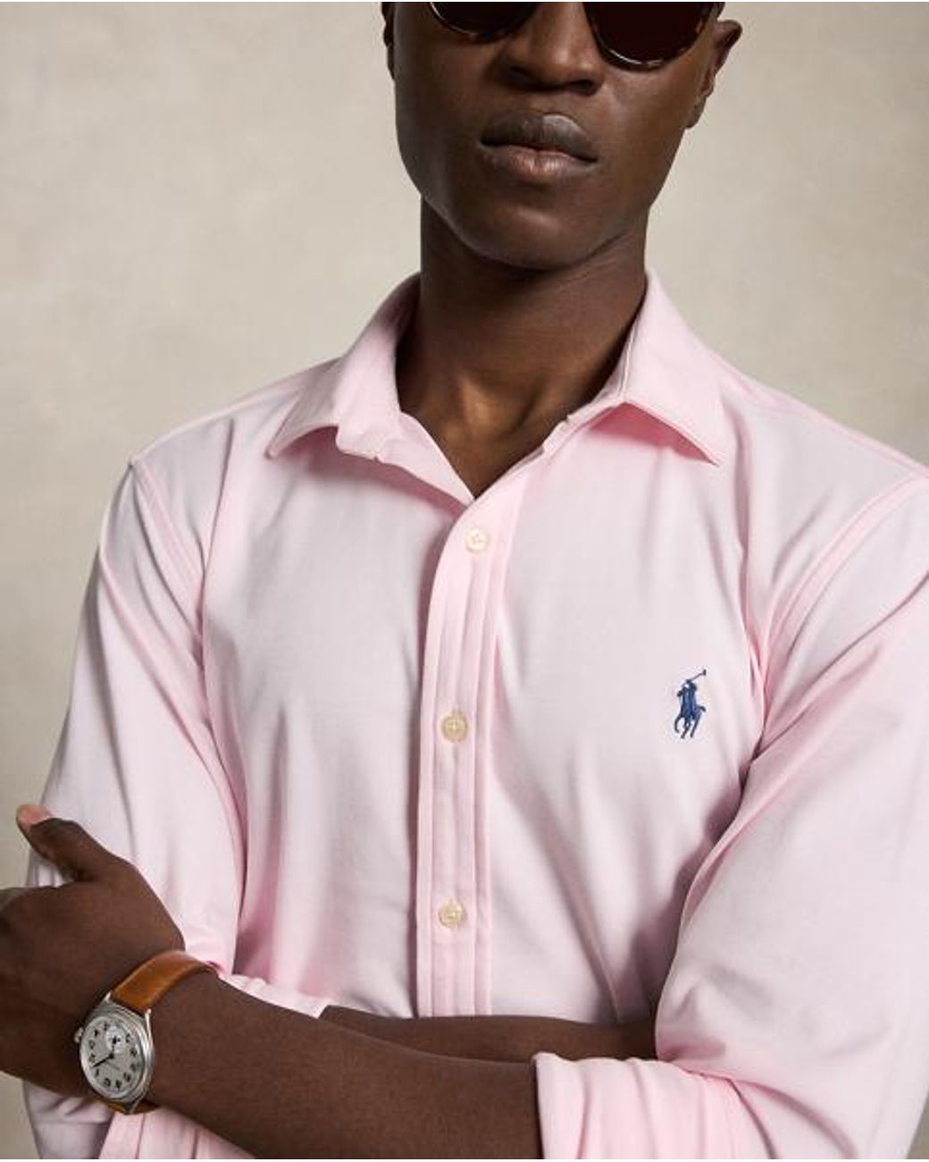 Polo Ralph Lauren Pink Stretch Knit Oxford Shirt for men