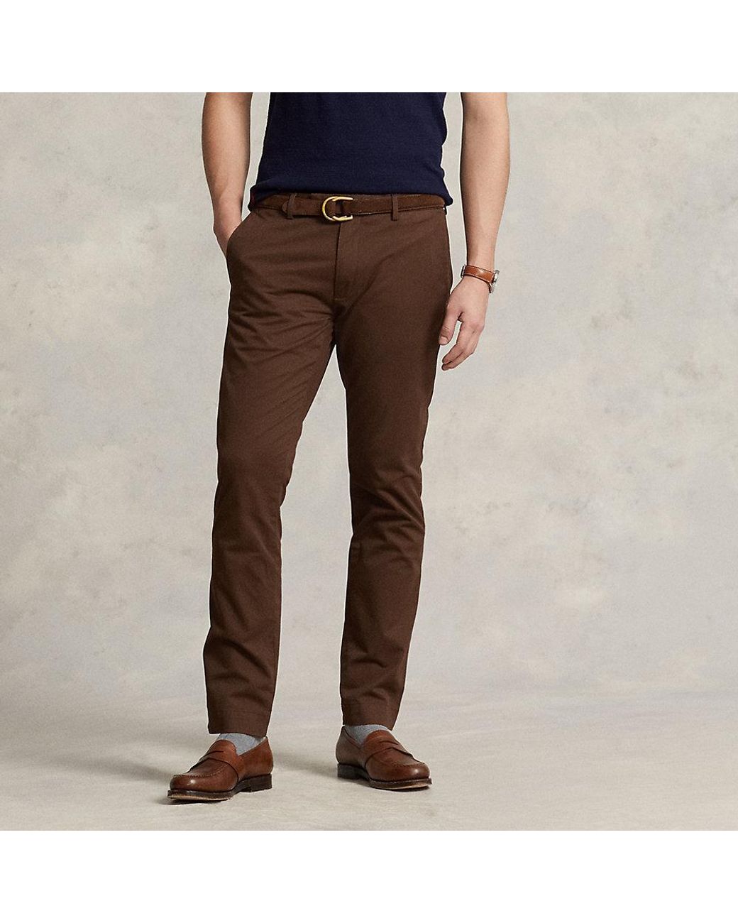 Ralph Lauren Stretch Slim Fit Chino Pant in Brown for Men | Lyst