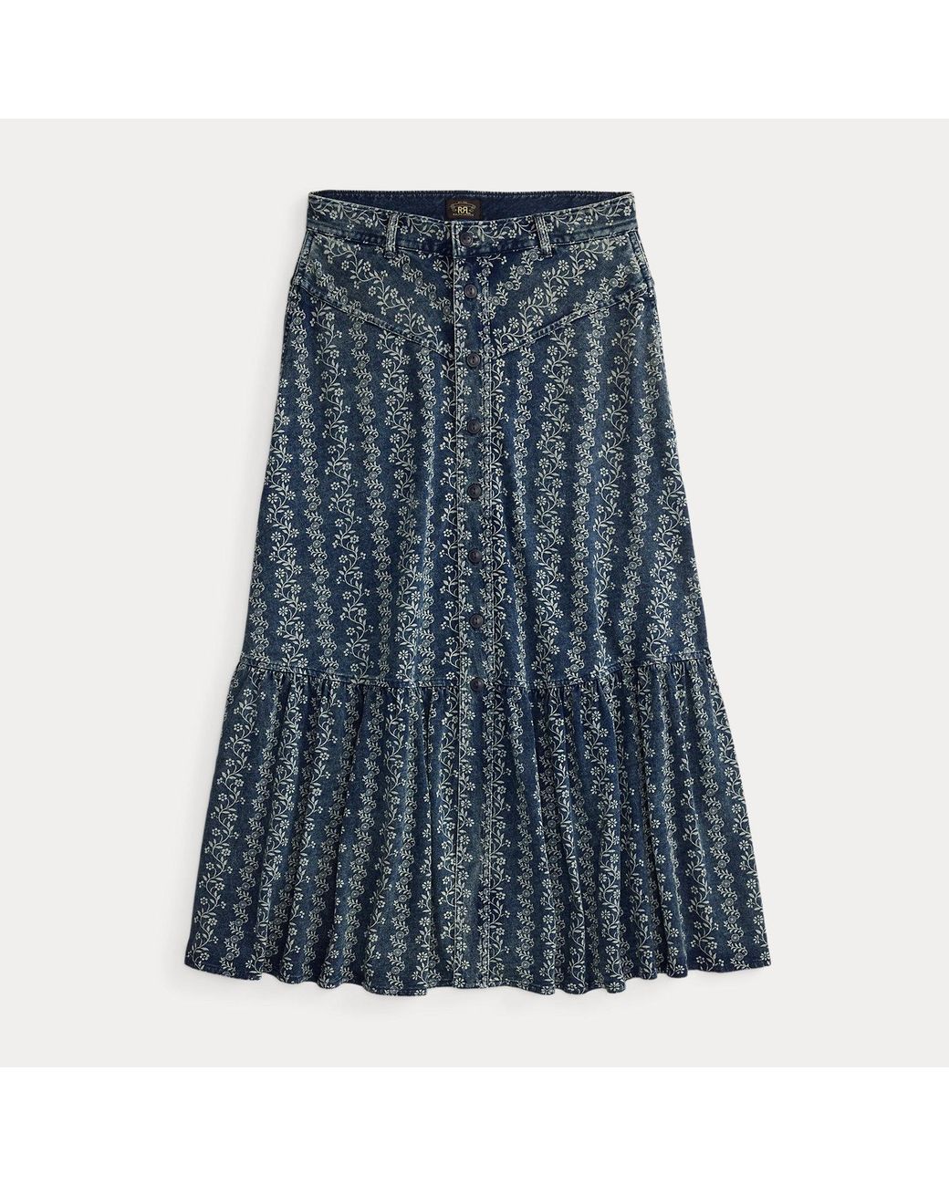 RRL Gray Floral-Print Jersey Skirt