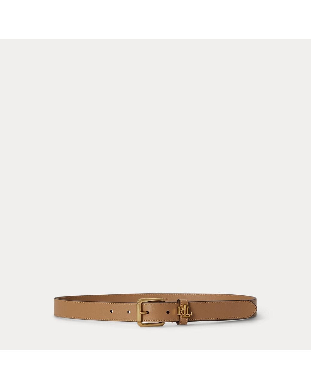 Ralph Lauren Natural Logo-Keeper Skinny Leather Belt