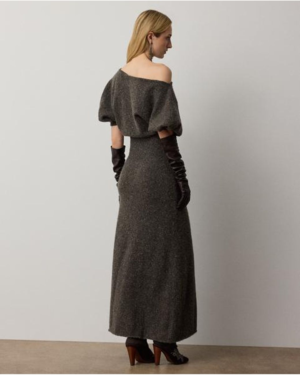 Ralph Lauren Black Cecie Cashmere-Blend Donegal Day Dress