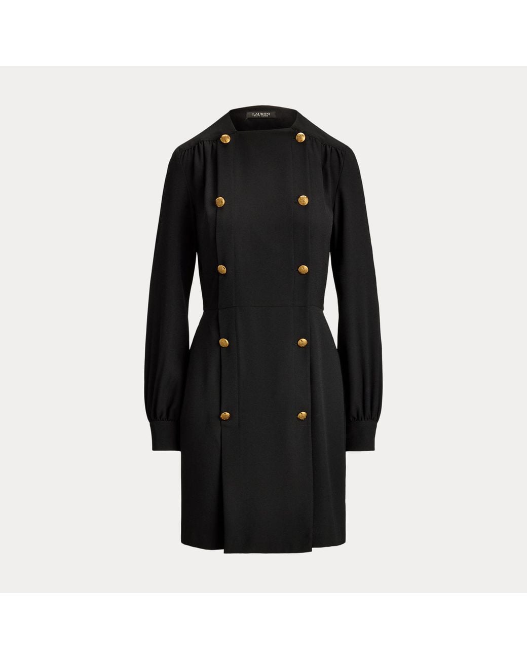 Ralph Lauren Black Double-Breasted Georgette Dress