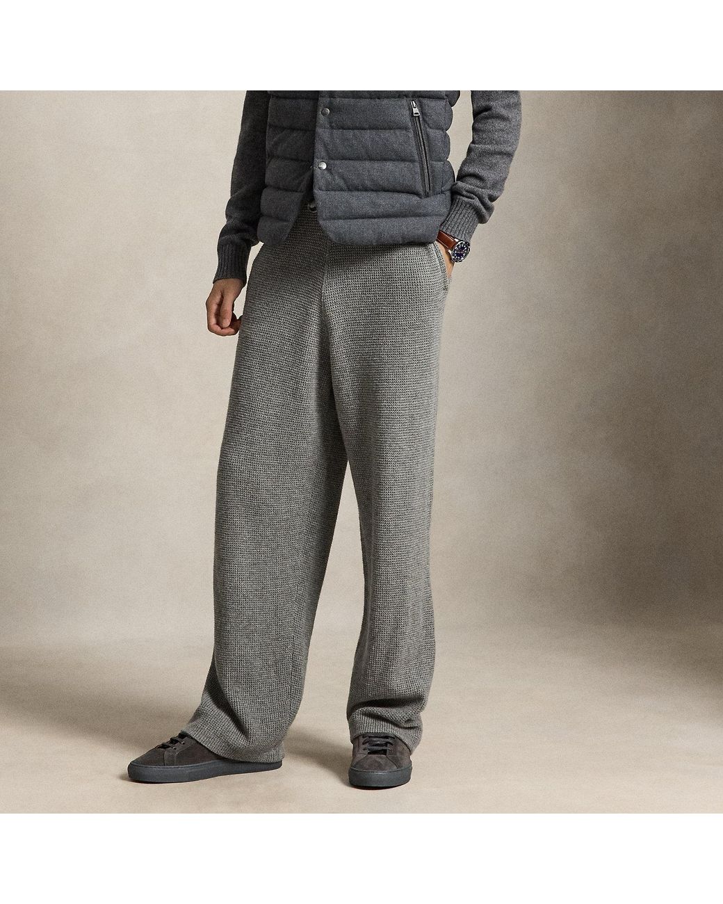 Polo Ralph Lauren Gray Waffle-Knit Wool-Cotton Trouser for men