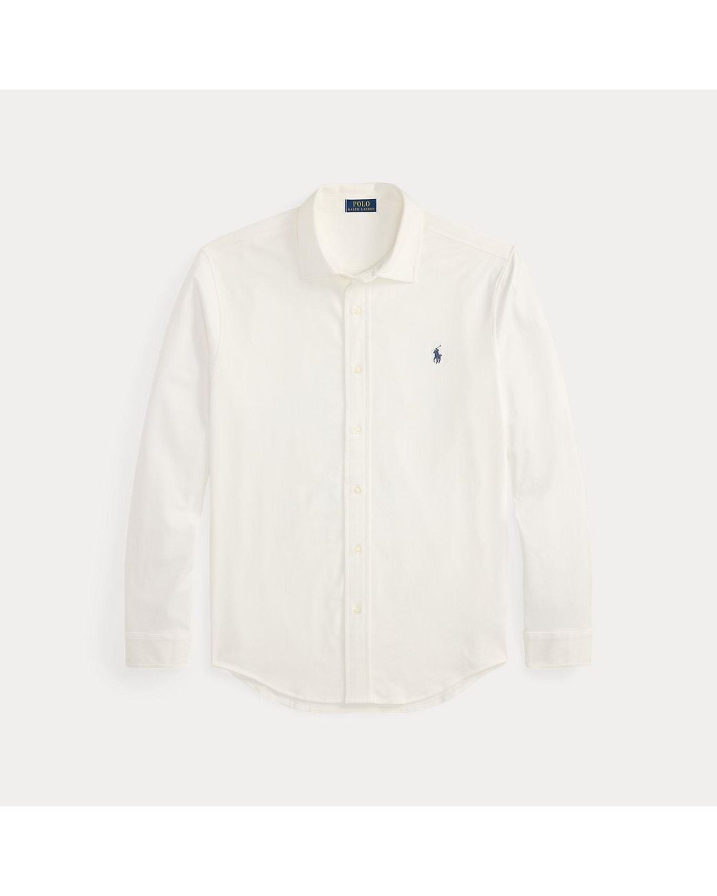 Ralph Lauren White Stretch Knit Oxford Shirt for men